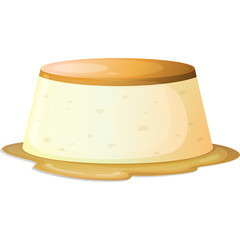 Creamy Pudding Dessert with Caramel Drizzle on a White Background with Transparent Background Studio Lighting