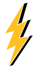 Illustration featuring a striking yellow and black lightning bolt against a clean white background.
