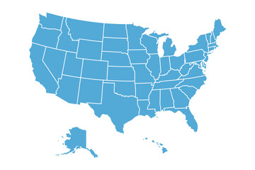 USA Map Illustration: A clear, stylized representation of the United States of America. with each state delineated. a symbol of the nation's diverse states.