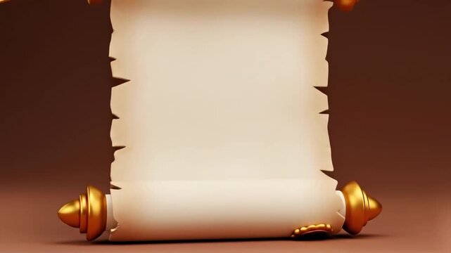 Ancient Blank Parchment Scroll with Golden Embellishments and Seal for Text.