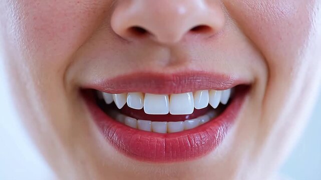 Closeup of a smiling persons teeth