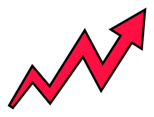 Dynamic red arrow in 3d illustrating concepts of success, growth, and upward trends.