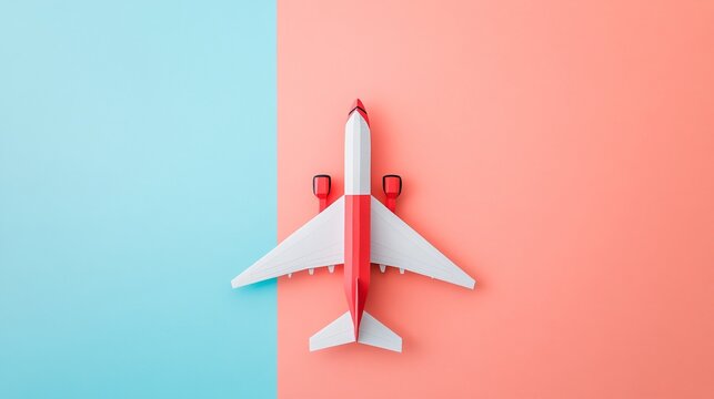 Vibrant Red Paper Airplane on Soft Pastel Background