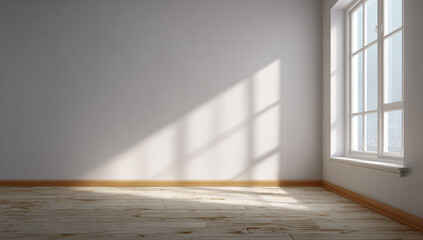 Empty room with sunlight streaming through the window onto the floor