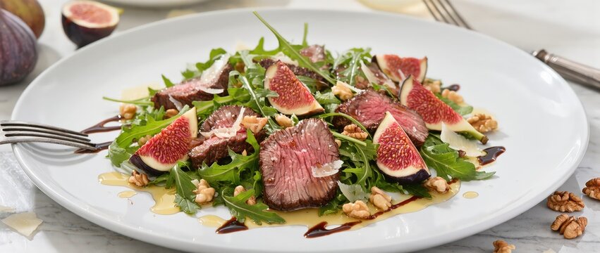  beef and fig salad with arugula
