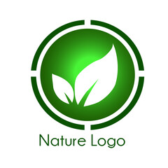 Green eco friendly logo icon with leaf symbol representing nature and sustainability