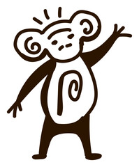 Intricate representation of an aztec-style monkey, perfect for cultural and historical design applications.
