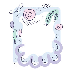 A modern, abstract Christmas winter frame template for decorating posts, photos, and doodle-style albums. Curved lines, arrows, and various playful elements are perfect for planners and albums.