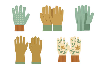 Collection of protective garden gloves and hand coverings for planting and yard work