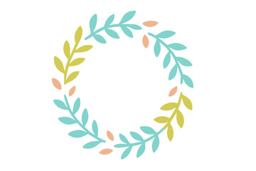 Obraz premium Decorative stylized botanical wreath border design element in soft pastel colors
