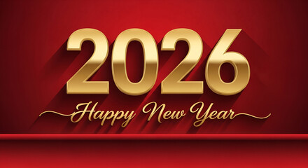 Golden 2026 Merry Christmas Text on Gold Background