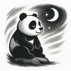 Zen panda brushstroke
