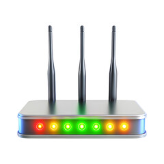 WiFi Router with Glowing Signal Lights PNG on Transparent Background.