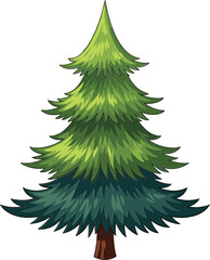 Obraz premium A vibrant stylized evergreen tree with lush green foliage on a white background