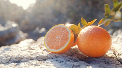 Juicy Grapefruit on Stone Surface