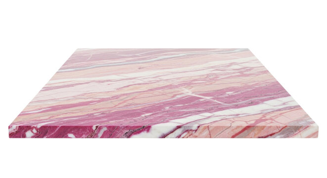 Pink and white marbled slab isolated on transparent background