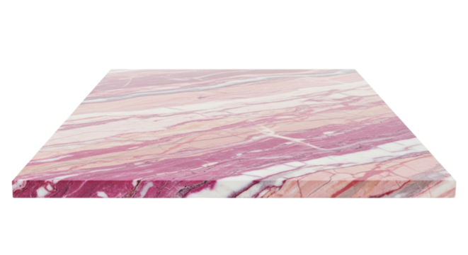 Pink and white marbled slab isolated on transparent background