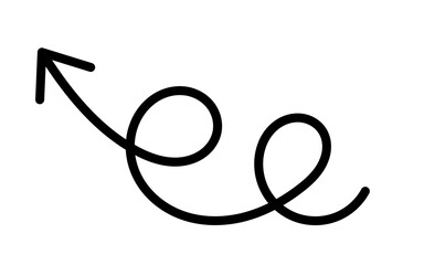 Black curved upward arrow on transparent background