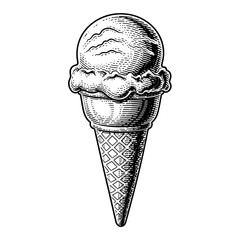 Vintage ice cream cone  engraving