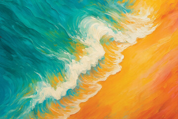 Coastal Waves in Abstract Style &ndash; Ocean Impact Illustration