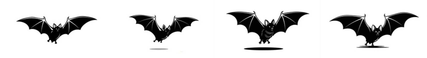 Flying bat ink sketch isolated on white