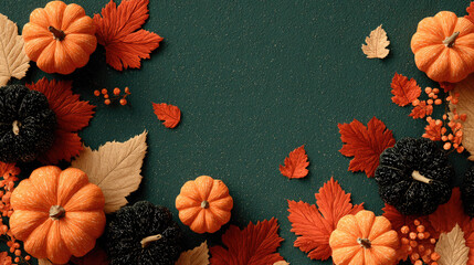Thanksgiving table with golden roasted turkey, orange pumpkin pie, crimson apples, and fall leaves on rustic wooden surface, celebrating harvest season with family and gratitude