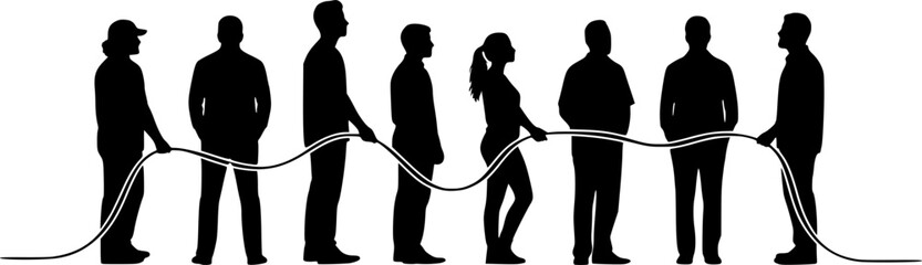 Diverse Community Profile Silhouette Vector. Unified, Connected People Group for Inclusion, Equity, and Teamwork.