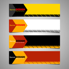 Warning Striped Banner Set, Modern geometric warning banner. Hazard warning. Hazard area sign.