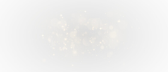 Golden dust sparks and glowing starlight trail with magical shine on transparent background,...