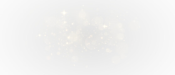 Golden dust sparks and glowing starlight trail with magical shine on transparent background,...