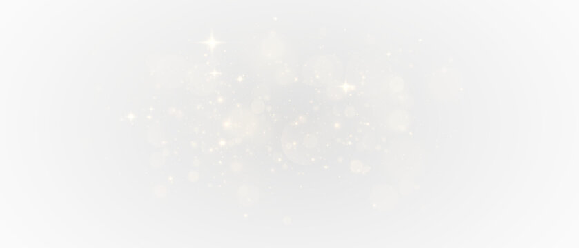 Golden dust sparks and glowing starlight trail with magical shine on transparent background, elegant vector light effect for festive decoration and luxury design projects.