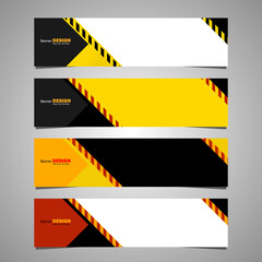 Warning Striped Banner Set, Modern geometric warning banner. Hazard warning. Hazard area sign.
