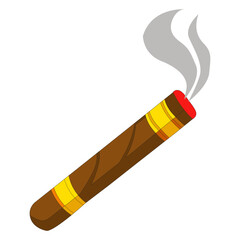 Burning Cigar Design. Smoking Tobacco Illustration