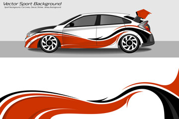 Sporty Car Decal Design with Wavy Graphics in red color EPS 10