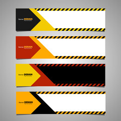 Warning Striped Banner Set, Modern geometric warning banner. Hazard warning. Hazard area sign.