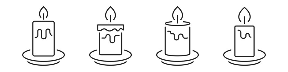 candle line web icon set