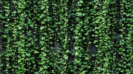 Vibrant green seamless pattern of climbing ivy leaves on a wall