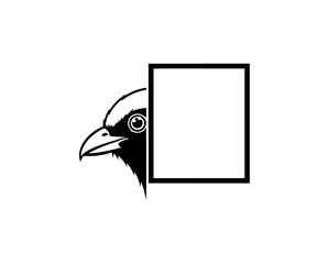 Abstract bird symbol with geometric shape on black background