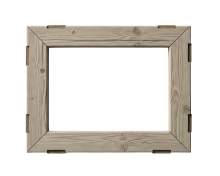 Rustic wooden frame cutout isolated on transparent background