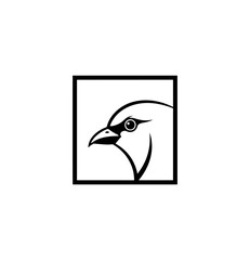 Bird head silhouette design isolated on black background