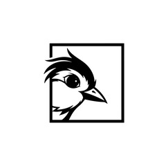 Bird icon graphic white silhouette on black background minimalist design