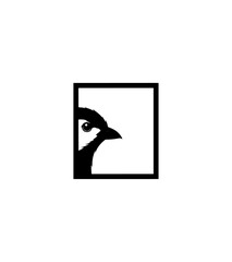 Bird profile silhouette in black and white vector illustration