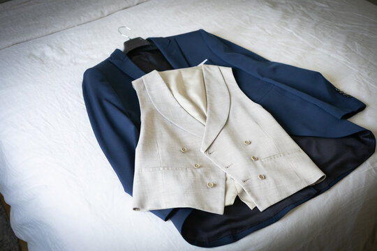 indumentaria, moda, blanco, azul, tejidos, algod&oacute;n, color, con textura, boda, vestir, chaqueta, chaleco