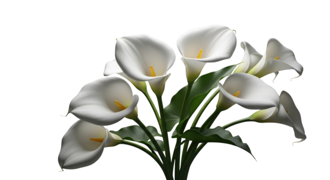 White calla lilies bouquet isolated on transparent background - Powered by Adobe