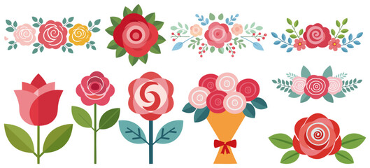 薔薇の花ベクターイラストセット