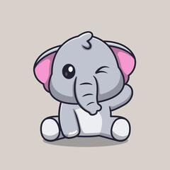 Fototapeta premium Cute Elephant Sitting Cartoon