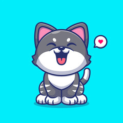 Cute Cat Sitting Cartoon 