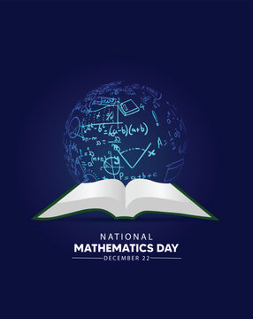 Open book with global math symbols for National Mathematics Day celebration