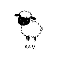 ram. ram simple black and white line art vector logo