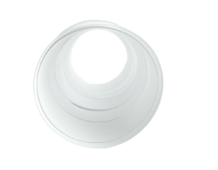 White conical tube with smooth interior, on black background